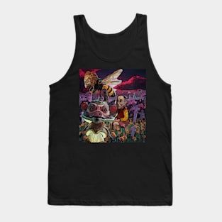 watercolor lion bee with strange mushroom creature Tank Top